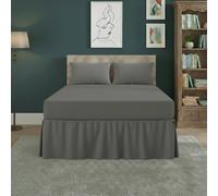 Snug City Fitted Valance Bed Sheet Polycotton Mattress Cover & Frill Easy Care in Grey | Size: Single Snug City Grey Single
