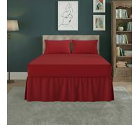 Snug City Fitted Valance Bed Sheet Polycotton Mattress Cover & Frill Easy Care in Red | Size: King Snug City Red King
