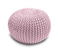 Snug City Knitted Pouffe Chunky Round Footstool Ottoman 100% Cotton - Blush Pink
