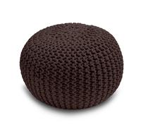 Snug City Knitted Pouffe Chunky Round Footstool Ottoman 100% Cotton - Chocolate