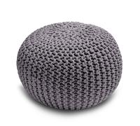 Snug City Knitted Pouffe Chunky Round Footstool Ottoman 100% Cotton - Grey