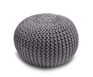 Snug City Knitted Pouffe Chunky Round Footstool Ottoman 100% Cotton - Grey