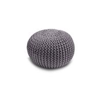 Snug City Knitted Pouffe Chunky Round Footstool Ottoman 100% Cotton Handmade in Grey Snug City Grey