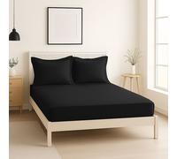 Snug City Luxury 200TC Oxford Border Pillowcase Pair Soft Feel - Black