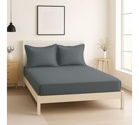 Snug City Luxury 200TC Oxford Border Pillowcase Pair Soft Feel - Grey