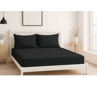 Snug City Luxury 200TC Soft Touch Fitted Sheet Bed Linen 40cm Extra Deep Skirt in Black | Size: Single Snug City Black Single