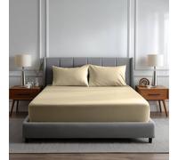 Snug City Luxury 200TC Soft Touch Fitted Sheet Bed Linen 40cm Extra Deep Skirt in Cream | Size: Single Snug City Cream Single