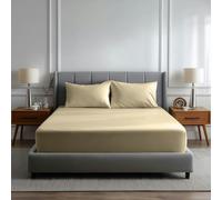 Snug City Luxury 200TC Soft Touch Fitted Sheet Bed Linen 40cm Extra Deep Skirt - Single - Cream
