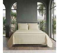 Snug City Luxury Satin Stripe T250 Cotton Rich Soft Flat Sheet Bed Linen in Cream | Size: Super King Snug City Cream Super King