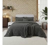 Snug City Luxury Teddy Cord Design Bedding Set Ultra Soft Cozy Stylish Comfort in Grey | Size: Double Snug City Grey Double