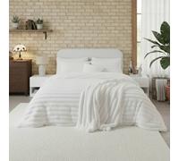 Snug City Luxury Teddy Cord Design Bedding Set Ultra Soft Cozy Stylish Comfort in White | Size: Super King Snug City White Super King