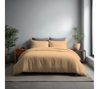 Snug City Microfibre Soft Touch Duvet Cover & Pillowcase/s Set Bed Linen in Beige | Size: Double Snug City Beige Double
