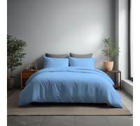 Snug City Microfibre Soft Touch Duvet Cover & Pillowcase/s Set Bed Linen in Light Blue | Size: Super King Snug City Light Blue Super King