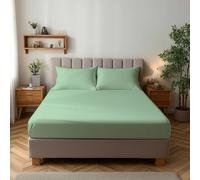 Snug City Microfibre Soft Touch Fitted Sheet 25cm Skirt Plain Dyed Bed Linen in Duck Egg Blue | Size: Double Snug City Duck Egg Blue Double