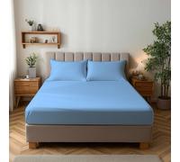 Snug City Microfibre Soft Touch Fitted Sheet 25cm Skirt Plain Dyed Bed Linen in Light Blue | Size: Small Double Snug City Light Blue Small Double