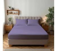 Microfibre Soft Touch Fitted Sheet 25Cm Skirt Plain Dyed Bed Linen Lilac