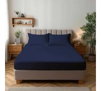 Snug City Microfibre Soft Touch Fitted Sheet 25cm Skirt Plain Dyed Bed Linen in Navy | Size: Super King Snug City Navy Super King