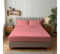 Snug City Microfibre Soft Touch Fitted Sheet 25cm Skirt Plain Dyed Bed Linen in Pink | Size: Single Snug City Pink Single