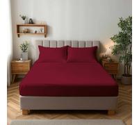 Snug City Microfibre Soft Touch Fitted Sheet 25cm Skirt Plain Dyed Bed Linen in Red | Size: Double Snug City Red Double