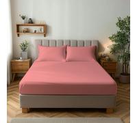 Snug City Microfibre Soft Touch Fitted Sheet 25cm Skirt Plain Dyed Bed Linen - Small Single - Pink