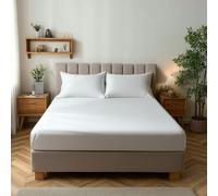 Snug City Microfibre Soft Touch Fitted Sheet 25cm Skirt Plain Dyed Bed Linen - Small Single - White