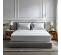 Snug City Microfibre Soft Touch Fitted Sheet 40cm Extra Deep Skirt Plain Dyed Bed Linen - Double - White