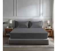 Snug City Microfibre Soft Touch Fitted Sheet 40cm Extra Deep Skirt Plain Dyed Bed Linen in Dark Grey | Size: Super King Snug City Dark Grey Super King