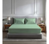 Snug City Microfibre Soft Touch Fitted Sheet 40cm Extra Deep Skirt Plain Dyed Bed Linen in Duck Egg Blue | Size: Small Double Snug City Duck Egg Blue Small Double
