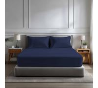 Snug City Microfibre Soft Touch Fitted Sheet 40cm Extra Deep Skirt Plain Dyed Bed Linen in Navy | Size: Super King Snug City Navy Super King
