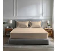 Snug City Microfibre Soft Touch Fitted Sheet 40cm Extra Deep Skirt Plain Dyed Bed Linen - Single - Cream