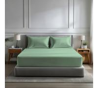 Snug City Microfibre Soft Touch Fitted Sheet 40cm Extra Deep Skirt Plain Dyed Bed Linen - Single - Duck Egg