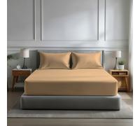 Snug City Microfibre Soft Touch Fitted Sheet 40cm Extra Deep Skirt Plain Dyed Bed Linen - Single - Latte