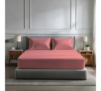 Snug City Microfibre Soft Touch Fitted Sheet 40cm Extra Deep Skirt Plain Dyed Bed Linen - Super King - Pink