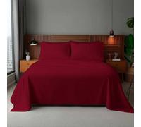 Snug City Microfibre Soft Touch Flat Sheet Plain Dyed Bed Linen in Red | Size: Double Snug City Red Double