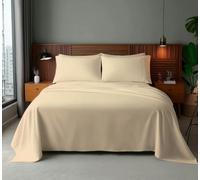 Snug City Microfibre Soft Touch Flat Sheet Plain Dyed Bed Linen - King - Cream