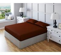 Snug City Non Iron Polycotton Plain Dyed Fitted Sheet Extra Deep 25cm Elasticated Skirt - Bunk - Brown