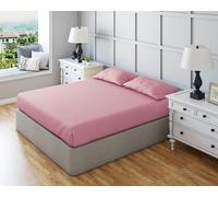 Snug City Non Iron Polycotton Plain Dyed Fitted Sheet Extra Deep 25cm Elasticated Skirt - Bunk - Pink