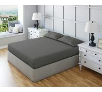 Snug City Non Iron Polycotton Plain Dyed Fitted Sheet Extra Deep 25cm Elasticated Skirt - King - Dark Grey