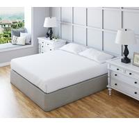 Snug City Non Iron Polycotton Plain Dyed Fitted Sheet Extra Deep 25cm Elasticated Skirt - King - White