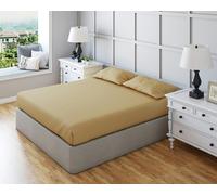 Snug City Non Iron Polycotton Plain Dyed Fitted Sheet Extra Deep 25cm Elasticated Skirt - Single - Mink