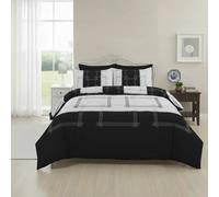 Snug City Patchwork Duvet Cover Set Vintage Style Bedding Matching Pillowcases in Black | Size: Double Snug City Black Double