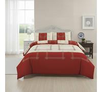 Snug City Patchwork Duvet Cover Set Vintage Style Bedding Matching Pillowcases in Red | Size: Double Snug City Red Double