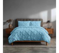 Snug City Pintuck Pinch Pleated Polycotton Duvet Cover & Pillowcase/s Set Bed Linen in Aqua | Size: Super King Snug City Aqua Super King