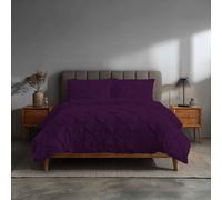 Snug City Pintuck Pinch Pleated Polycotton Duvet Cover & Pillowcase/s Set Bed Linen in Plum | Size: Super King Snug City Plum Super King
