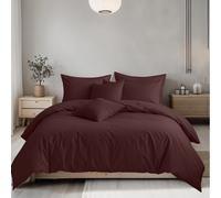 Snug City Plain Dyed Easy Care Polycotton Duvet Cover And Pillowcase/s Set Bed Linen - Chocolate - Double