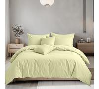 Snug City Plain Dyed Easy Care Polycotton Duvet Cover And Pillowcase/s Set Bed Linen - Lemon - Double
