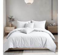 Snug City Plain Dyed Easy Care Polycotton Duvet Cover And Pillowcase/s Set Bed Linen - White - Single