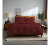 Snug City Plain Dyed Easy Care Polycotton Duvet Cover & Pillowcase/s Set Bed Linen in Wine | Size: Double Snug City Wine Double