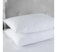Snug City Quilted Pillow Pair Soft Microfibre Cover Hollowfibre Filling Non Allergenic in White Snug City White