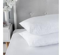 Snug City Satin Stripe Pillow Pair Soft Microfibre Cover Hollowfibre Filling Non Allergenic in White Snug City White